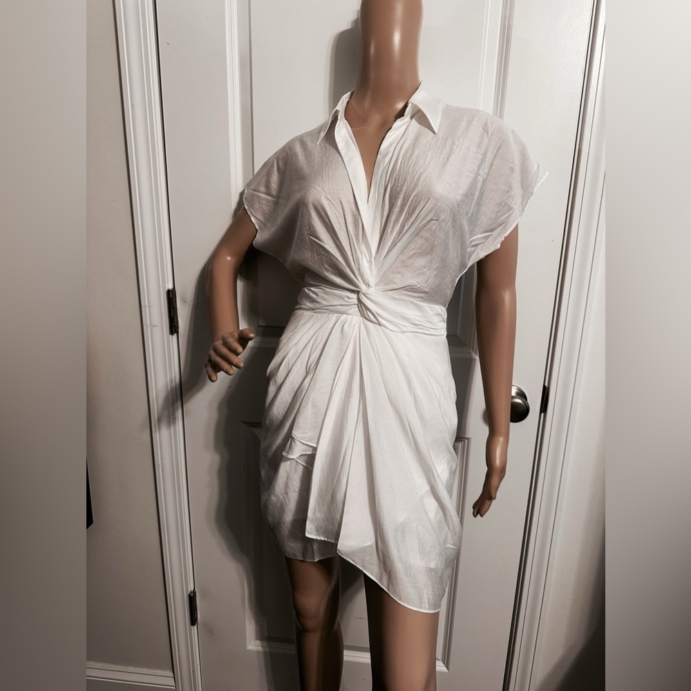 Nwt-Boho Twist Ruffle Warp Bottom Overly Shirt Mi… - image 8